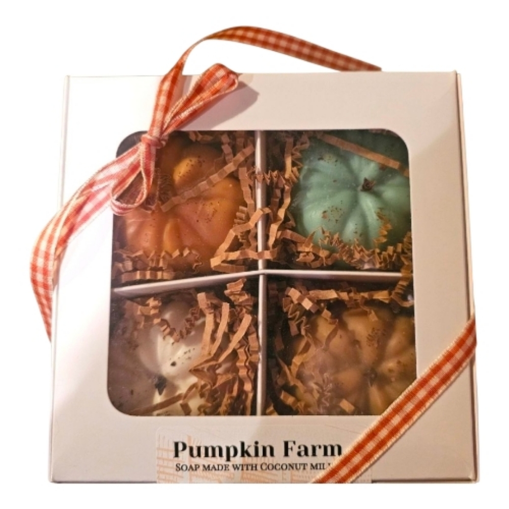 Pumpkin Shaped Set Of 4 Soaps Made With Coconut Milk NEW